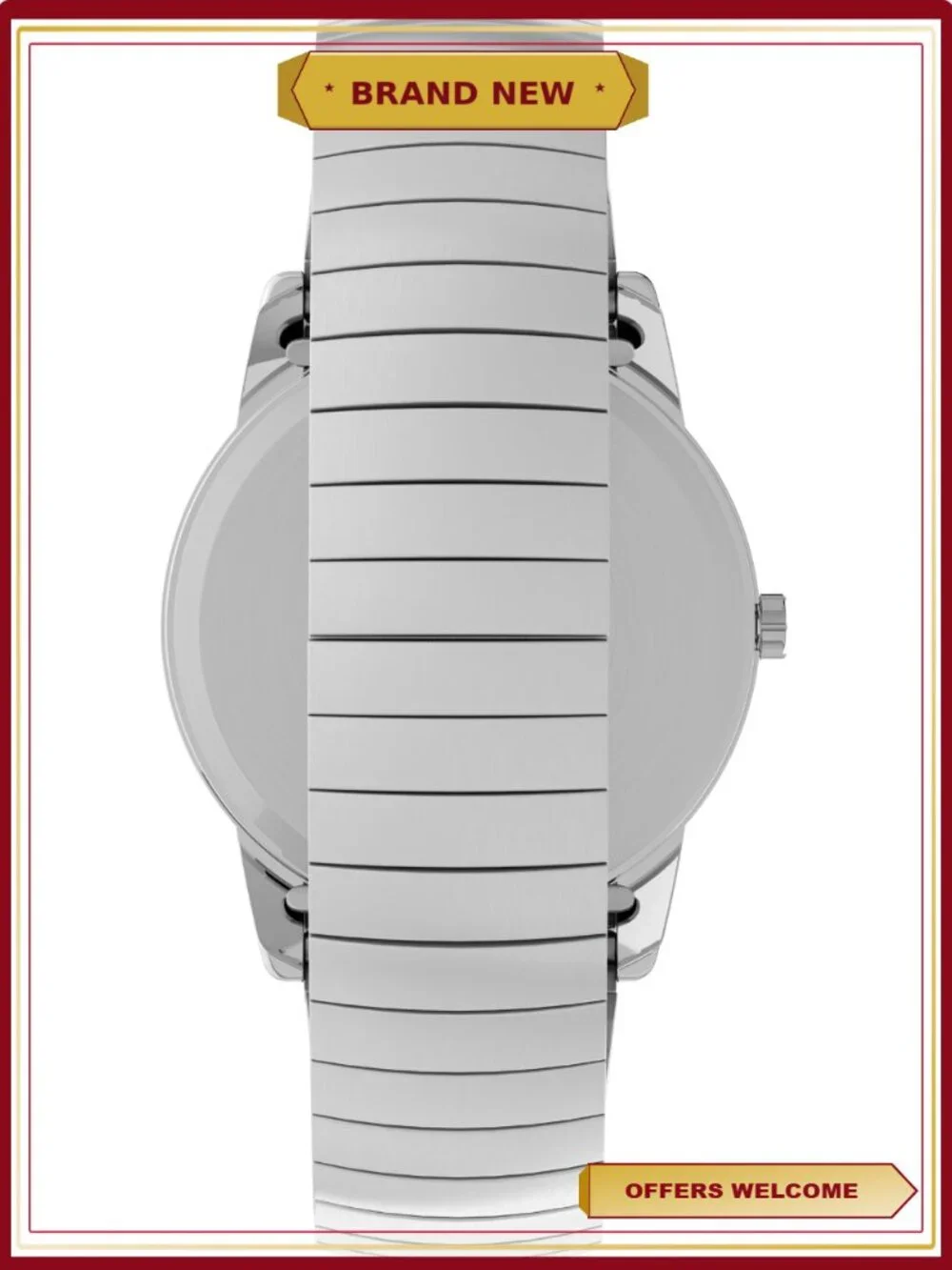 Silver-tone Expansion Band Wristwatch, Men's Analog Dress Watch